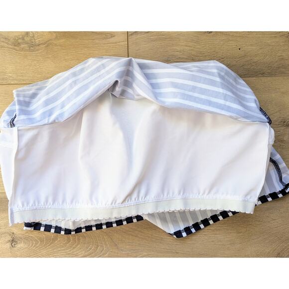 Lands End Tankini Swimsuit Top 16 DD Blue White Stripe High Neck Nautical UPF 50 - Picture 8 of 10